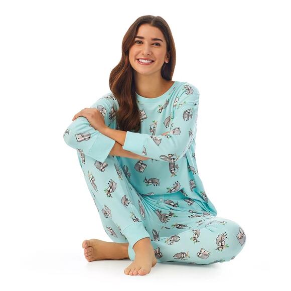 Cuddl Duds Sweater Knit 3/4 Sleeve Pajama Top Pants Pockets Gray Animal XXL - Picture 5 of 8